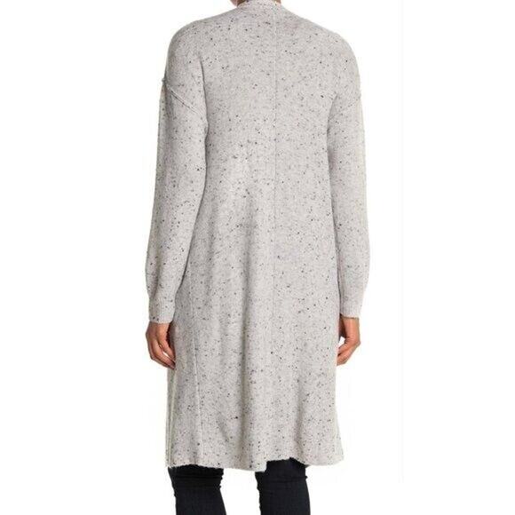 CENY NEW $78 Flecked Long Open Cardigan in Ivory Medium - Picture 3 of 3